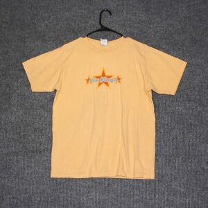 VTG Six Flags Graphic T Shirt Adult Mens L Orange Short‎ Sleeve Theme Park Tee
